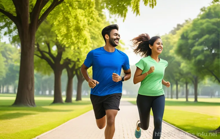 스트레스 해소를 위한 취미  스포츠와 운동 - **Prompt:** A young South Asian woman, in her late 20s, with a radiant smile, is fully immersed in a...