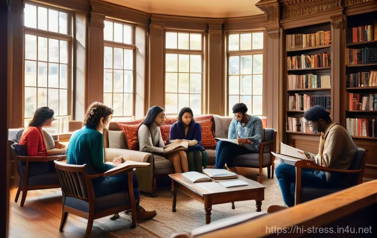 스트레스 해소법  스트레스 해소에 좋은 책 - **Prompt:** A serene young woman in her mid-20s, with a gentle, focused expression, is comfortably s...