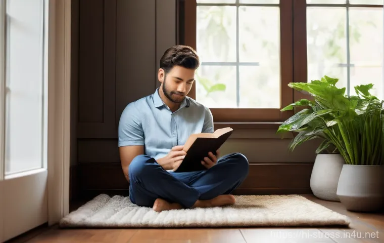 스트레스 해소법  스트레스 해소에 좋은 책 - **Prompt:** A diverse group of young adults and adults, all modestly and casually dressed in everyda...