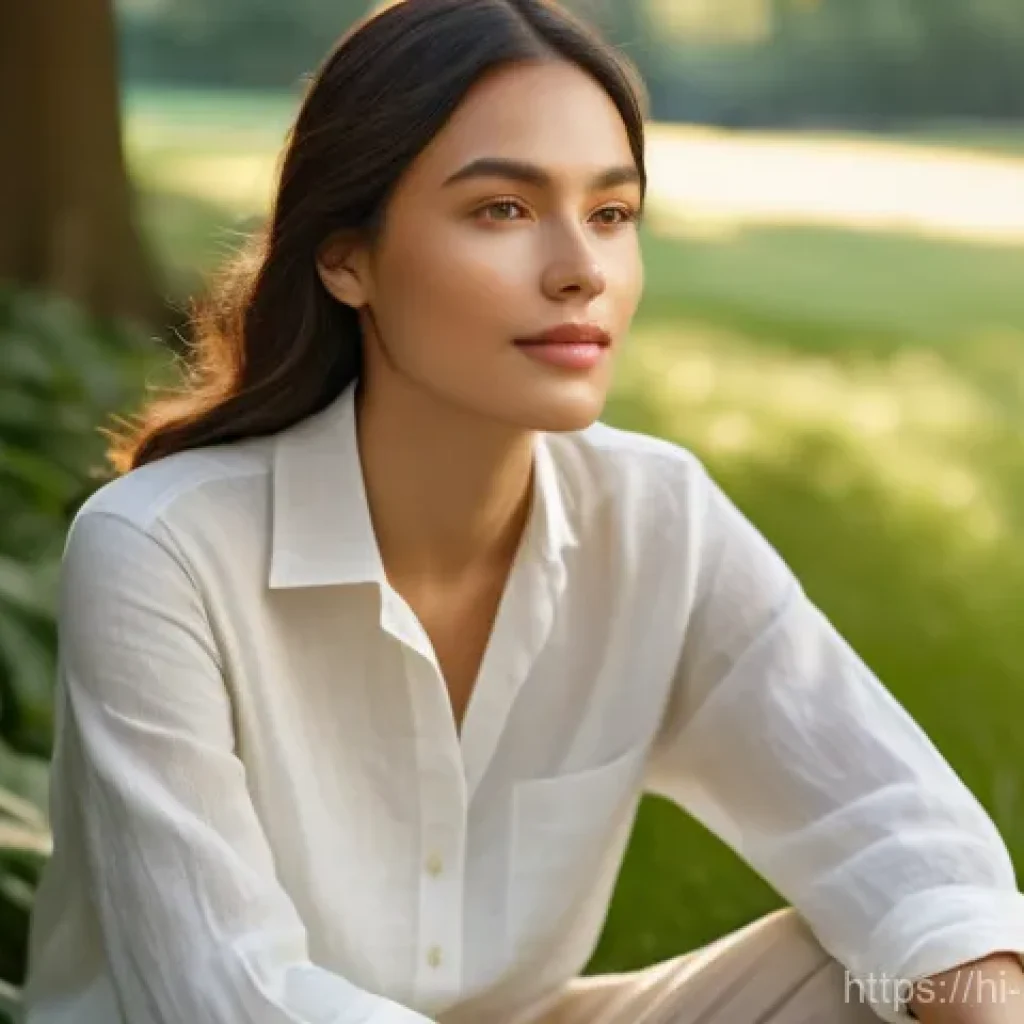 스트레스 해소를 위한 마인드풀니스 - **"A serene adult individual, gender-neutral, sitting in a lush green park during golden hour. Their...