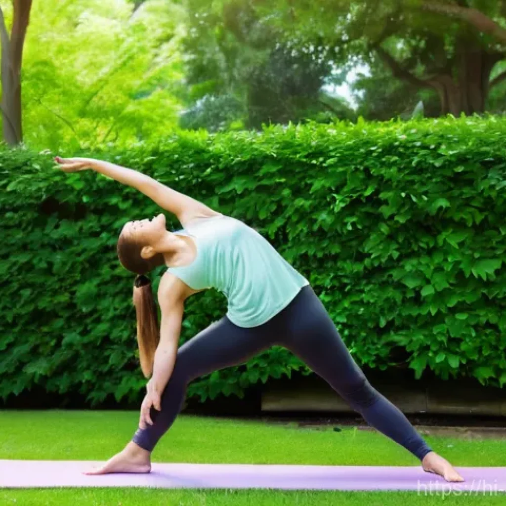 스트레스 해소법  몸과 마음의 균형 맞추기 - **Prompt:** A serene full-body shot of an adult individual, gender-neutral, engaged in a gentle outd...