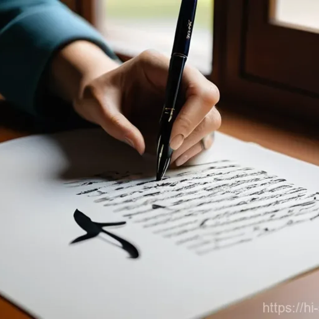 스트레스 해소를 위한 취미 생활   캘리그라피 - **Prompt 1: Serene Calligraphy Meditation**
    "A close-up, warm-toned shot of a person's hands met...