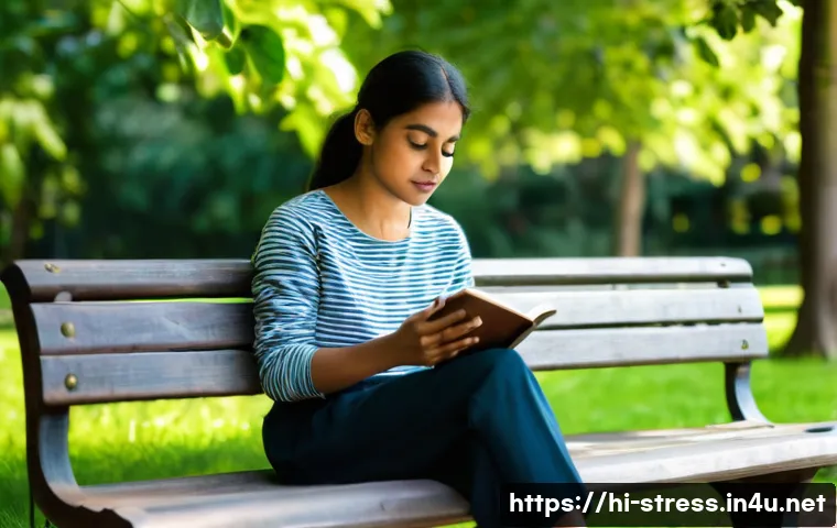 스트레스 해소를 위한 심리학적 방법 - **Prompt:** A serene and contemplative Indian woman in her late 20s, dressed in comfortable, modest ...